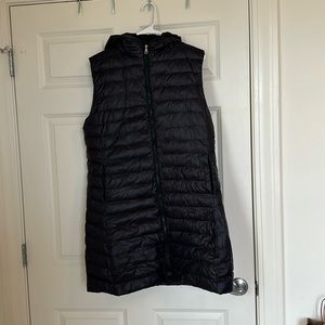 Long hooded puffer vest